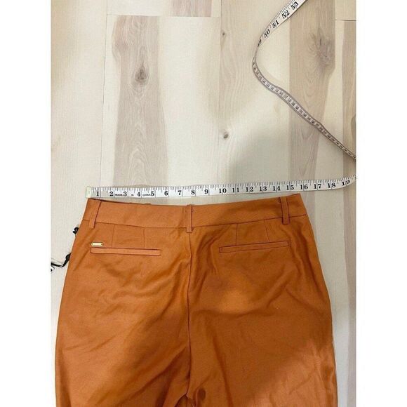 DKNY NWT Women Orange Flat Front Poly Rayon Trouser Pants Size 6 Small Fall Chic - Picture 9 of 12
